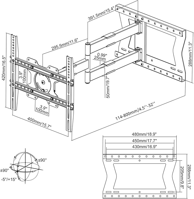 Physix 2080 Long Arm TV Wall Mount - Image 5
