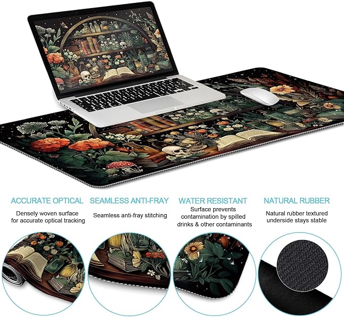 LIMKRIAN Goth Skull Mouse Pad Set Large Desk Mat - Image 4