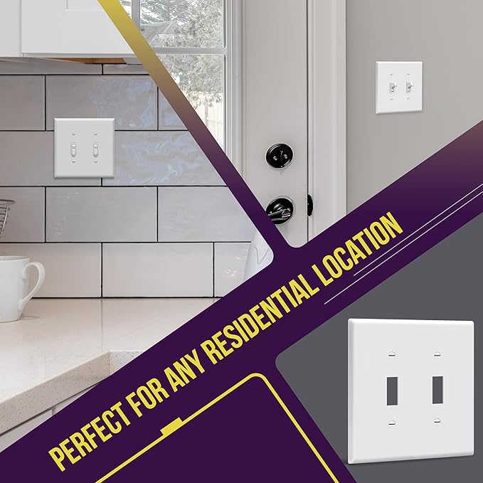 ENERLITES Mid-Size Toggle Light Switch Wall Plate, Midway Size 2-Gang 4.88" x - Image 4