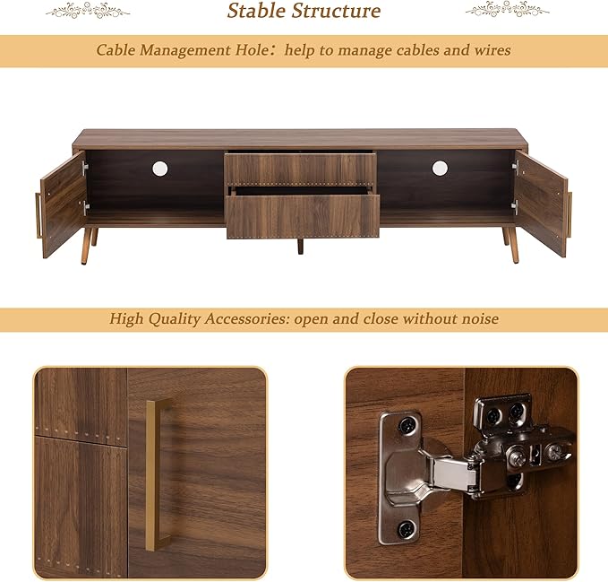 Merax Mid Century 70" TV Stand, Modern Entertainment Center - Image 5