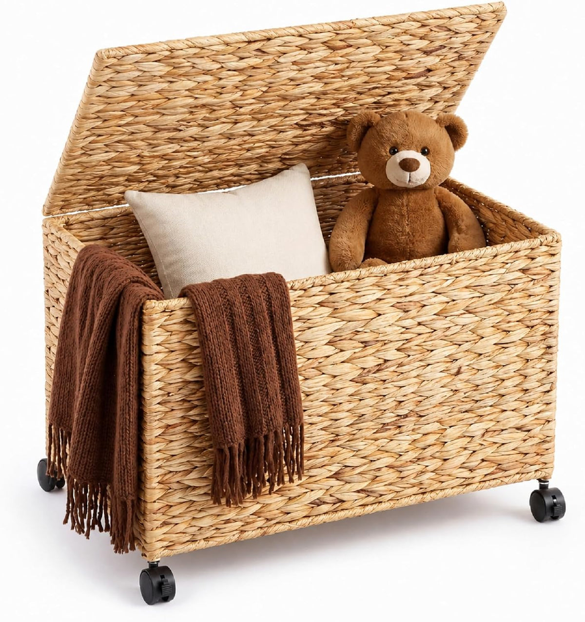cinnvoice 17.2 gallon/65 l wicker storage trunk basket, main product view