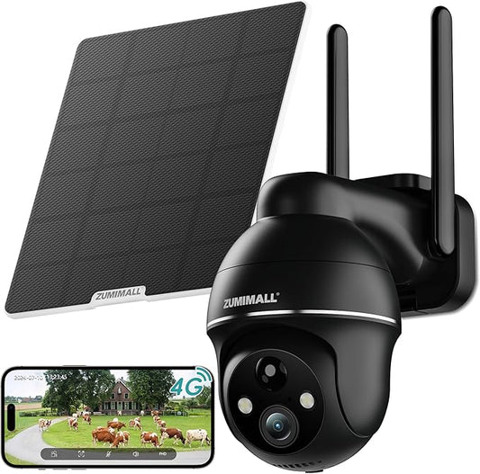 ZUMIMALL 4G LTE Cellular Solar Security Cameras Wireless Outdoor, 3MP No WiFi by ZUMIMALL
