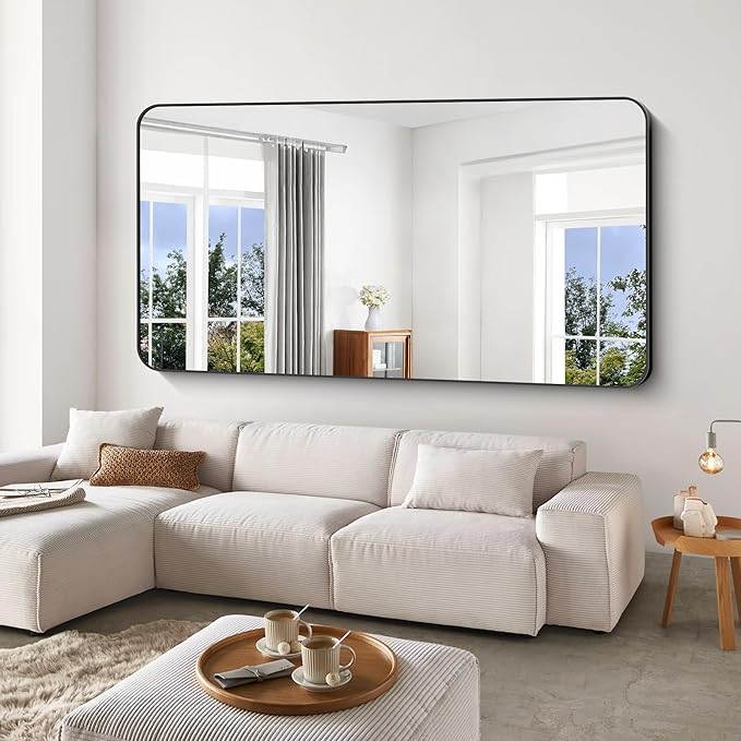 Large Bathroom Mirror 72x36 inch, Rounded Corner Rectangular Mirror - Image 2