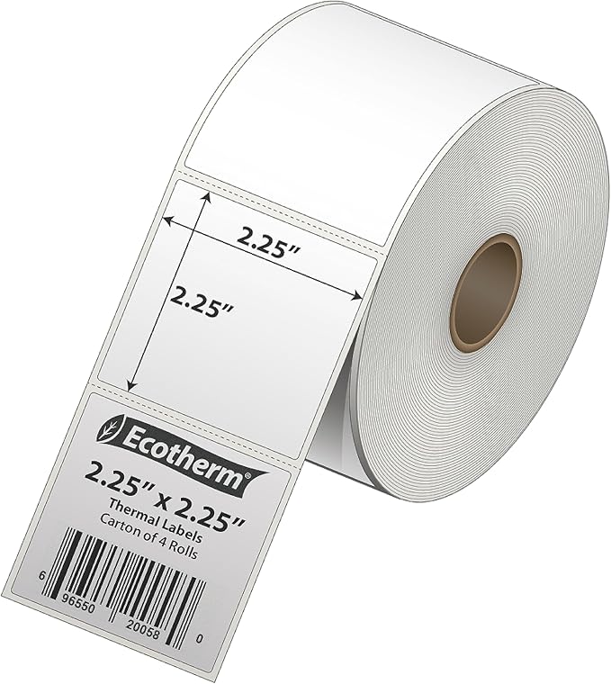 2.25" x 2.25" Thermal Labels | 4 Rolls | 2800 Labels | fits Zebra, Offnova - Image 2