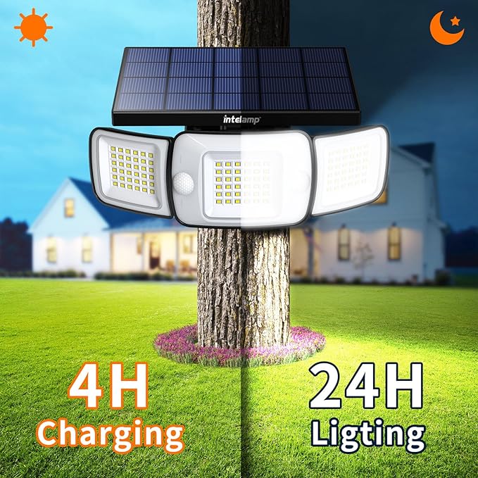 intelamp Solar Flood Lights Outdoor Waterproof, 6000mAh 1200LM Solar Powered - Image 5