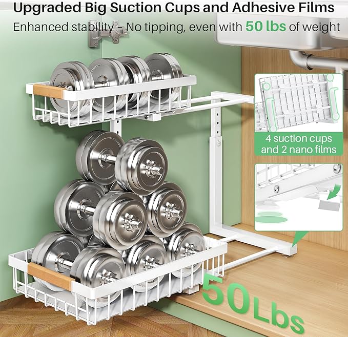 Pull out Cabinet Organizer, 1 Pack Under Sink Organizer, Slide out Metal - Image 4