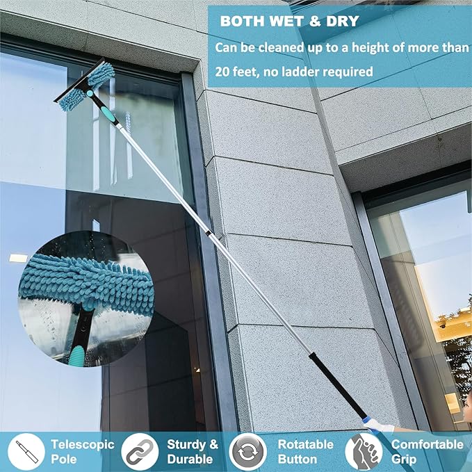 20 Ft+ Reach 2 In 1 Window Squeegee Duster - Image 5