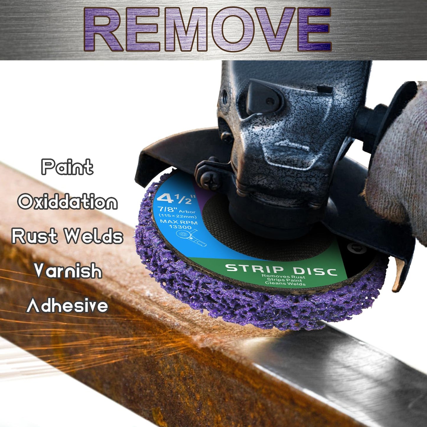 Paint Stripping Discs 12-Pack, 4-1/2" Purple Strip Disc Wheel for Angle Grinder, Ideal for Paint, Rust, and Grime Removal, Metal and Wood Stripping
