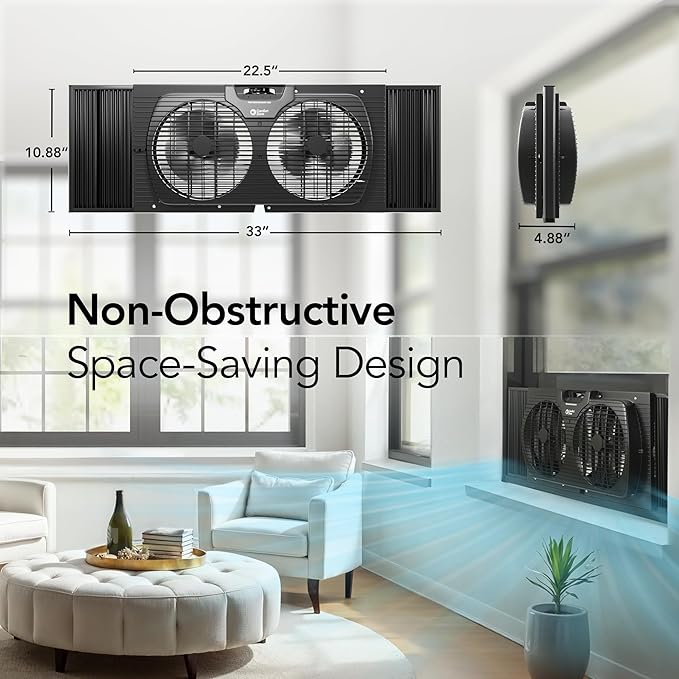 Comfort Zone Window Fan for Bedroom, 9 inch 3 Speed Dual Fans - Image 5