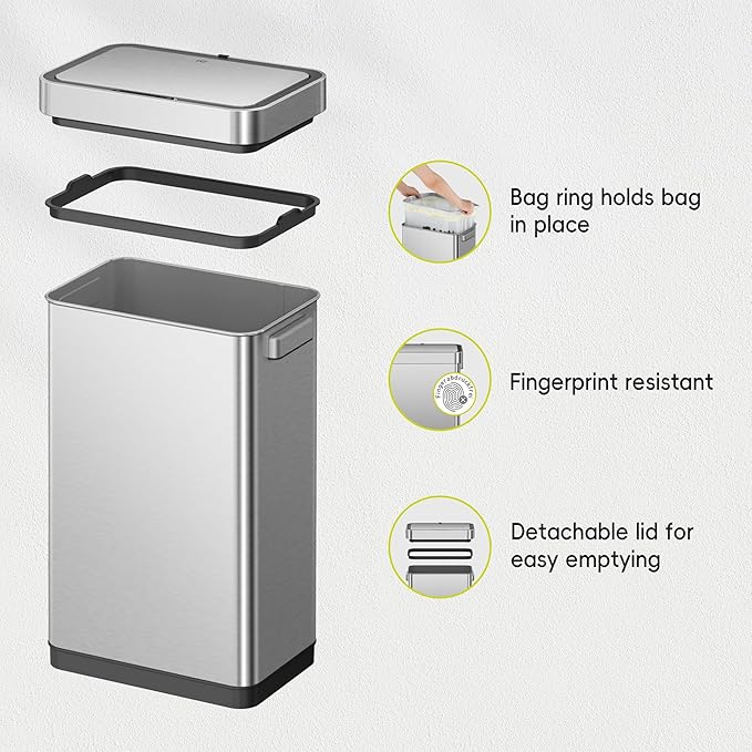 EKO Deluxe Mirage-T 50 Liter / 13.2 Gallon Touchless Rectangular Motion Sensor - Image 8