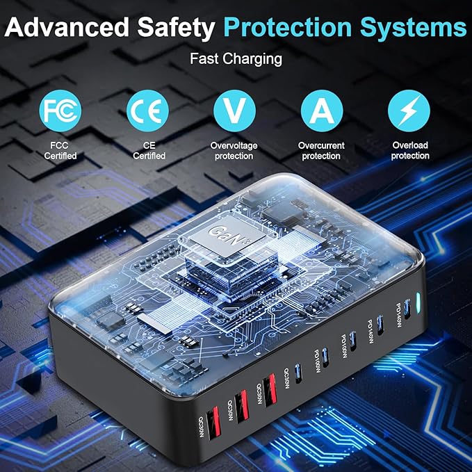 600W Fast USB C GaN Ⅲ Pro Charger Block, 8 Port Charging Station, Dual 140W - Image 7
