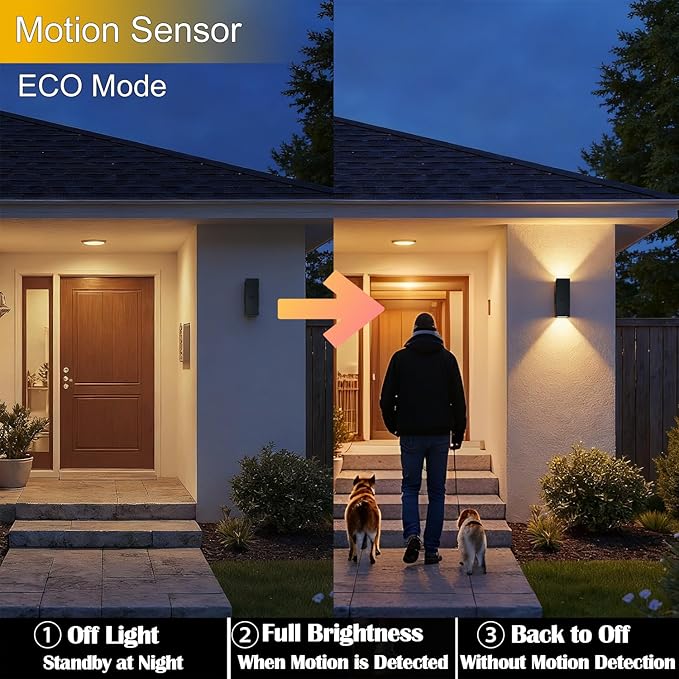 WISELUME Motion Sensor Outdoor Wall Lights, Dusk to Dawn Porch & Patio Sconce - Image 3