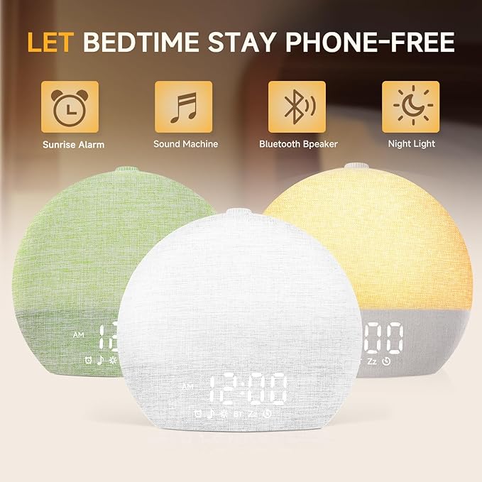 Geuuap Sunrise Alarm Clock White Noise Sound Machine - Image 2