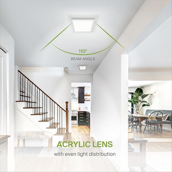 ASD LED 12" Square Flush Mount Ceiling Light Fixture, Low Profile Surface - Image 6