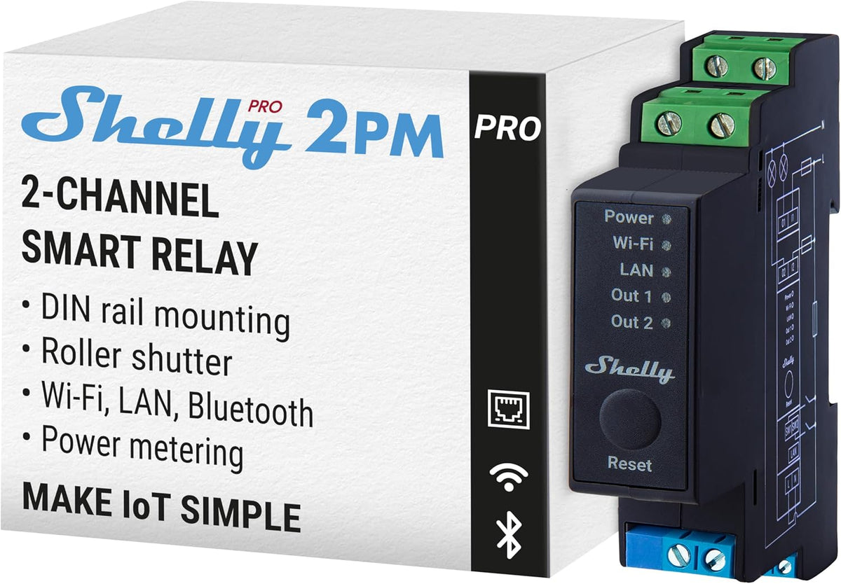 Shelly Pro 2PM | Wi-Fi & LAN 2-Channel Smart Relay