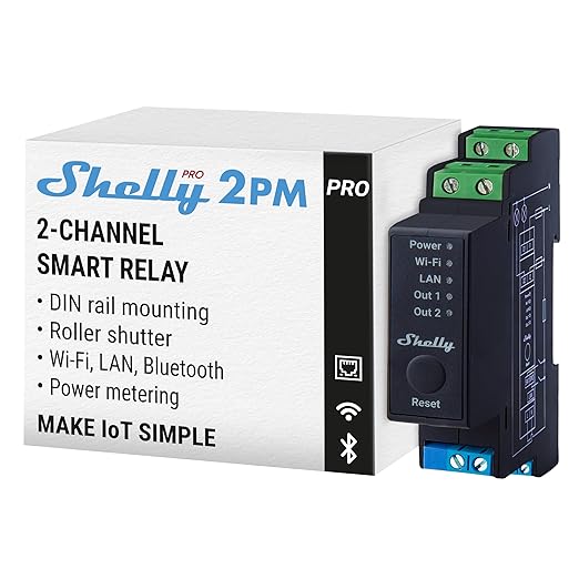 Shelly Pro 2PM | Wi-Fi & LAN 2-Channel Smart Relay by Shelly