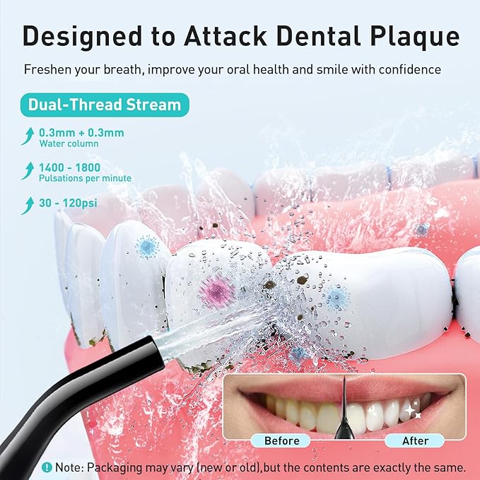 COSLUS Water Dental Flosser Teeth Pick: Portable Cordless Oral Irrigator 300ML - Image 2