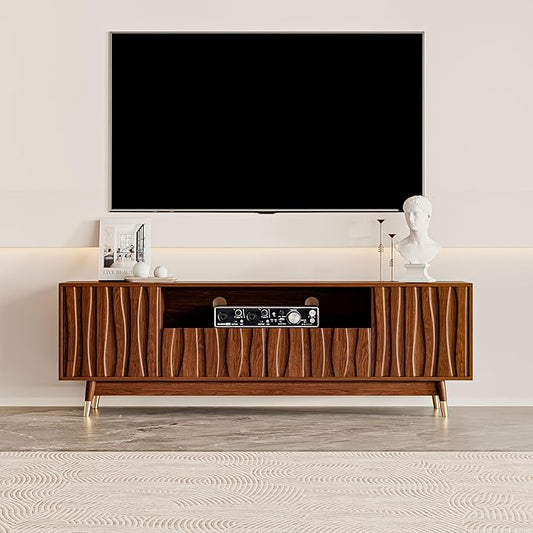 ATJafurn 66‘’ Brown Walnut Finish TV Stand by ATJafurnFurniture