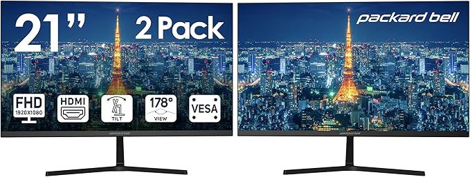 Packard Bell airFrame 21" FHD Monitor, VESA Mount, Tilt Adjust, Slim Bezel by PackardBell