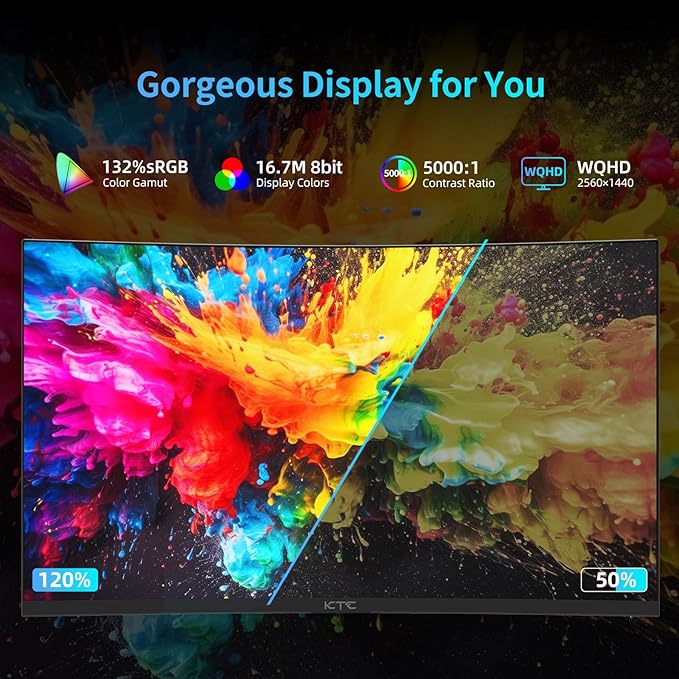 KTC 27 inch WQHD 180Hz 1ms Curved Gaming Monitor 1440P 144Hz Monitor 132% sRGB - Image 5