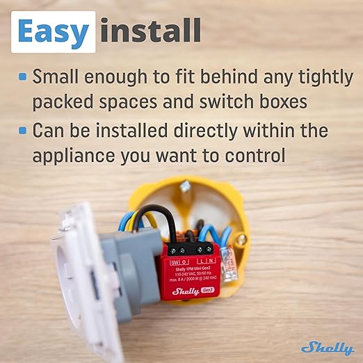 Shelly 1PM Mini Gen3 | WiFi Smart Switch Relay, 1 Channel 8A - Image 4