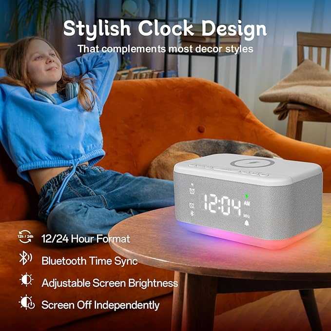 Bluetooth Alarm Clock Radio Bedroom, Digital Dual Alarm Clock Bedroom - Image 2