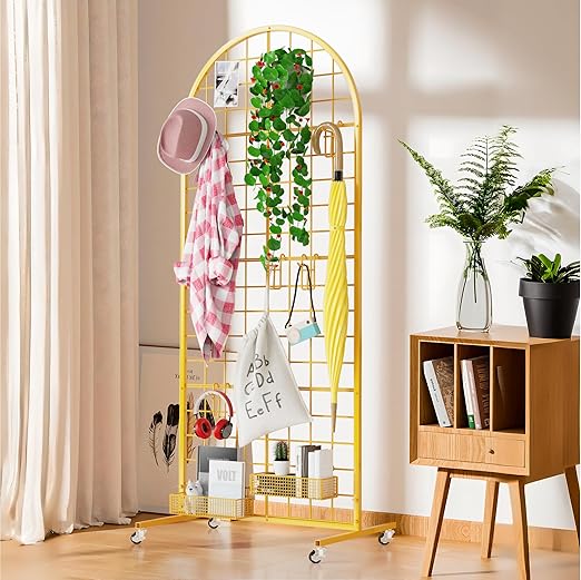 Asee'm Grid Wall Panels Display Stand 2' x 5.2' FT Gold Movable Wire Grid Wall - Image 4
