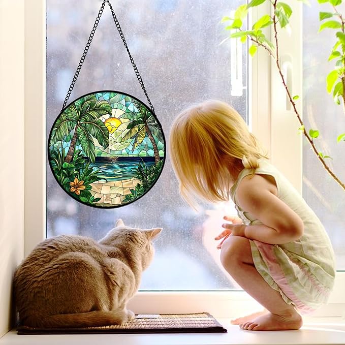 DASTOLL Stained Glass Window Hanging, and Mom 6.3 in - Image 2