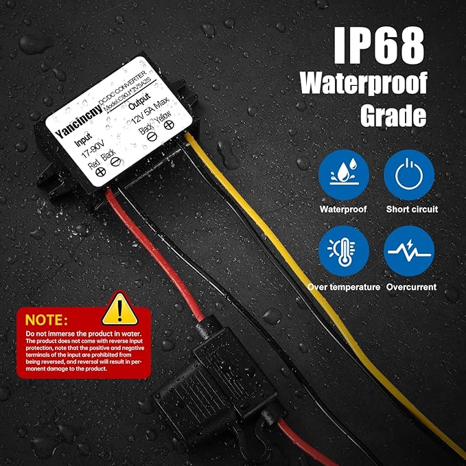 Yancincny DC 24V 36V 48V 60V 72V 84V 90V Step Down to 12V 5A 60W Converter - Image 5
