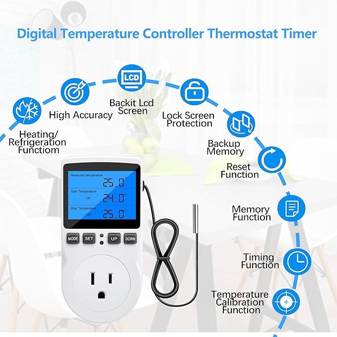 Diymore Digital Thermostat Temperature Controller Electric Digital RV - Image 2