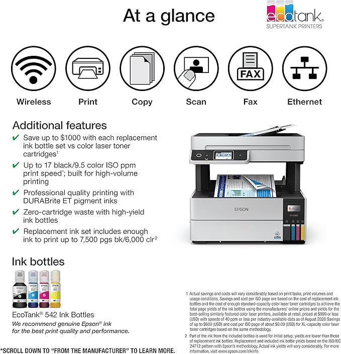 Epson EcoTank Pro ET-5180 Wireless Color All-in-One Supertank Printer - Image 5
