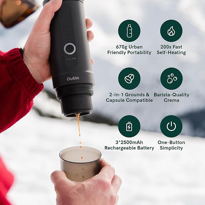 OutIn Nano Portable Electric Espresso Machine, Travel Coffee Maker - Image 3