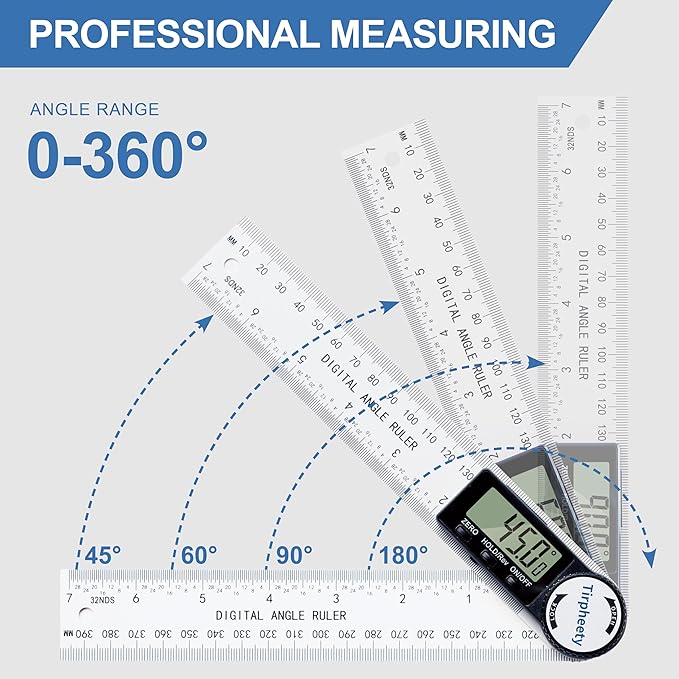 Tirpheety Digital Angle Finder Protractor, 3rd Generation Quick Display Angle - Image 3