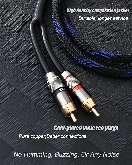 Diaianyfi Audiophile RCA to 2RCA Subwoofer Cable, 1 RCA Male to 2 RCA Male - Image 4