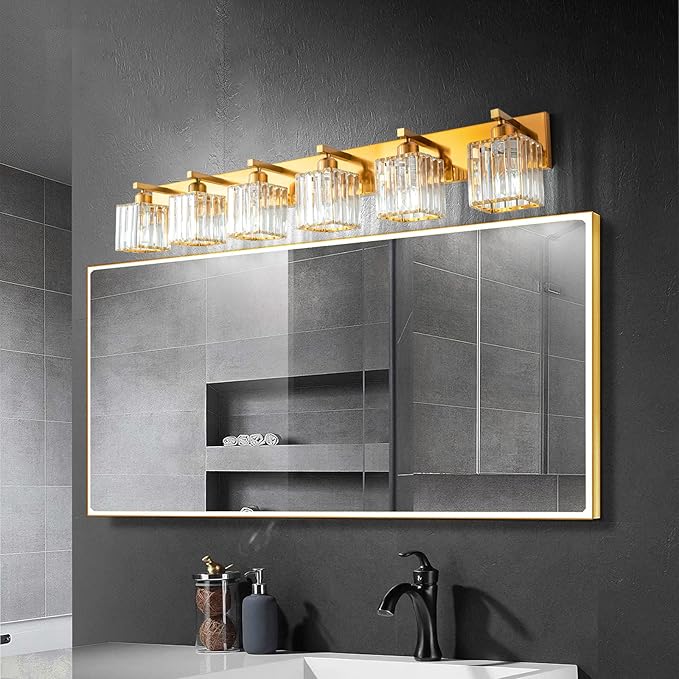 FDPBY Modern 6-Light Gold Brushed Brass Finish Crystal Wall Light - Image 3