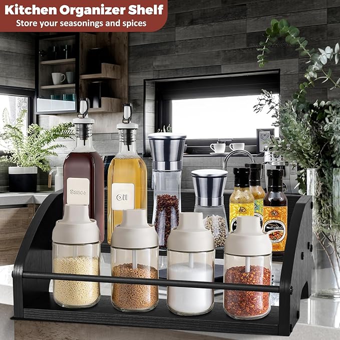 Wooden Liquor Bottle Display Shelf, Coffee Syrup Rack Organizer, 2 - Image 5