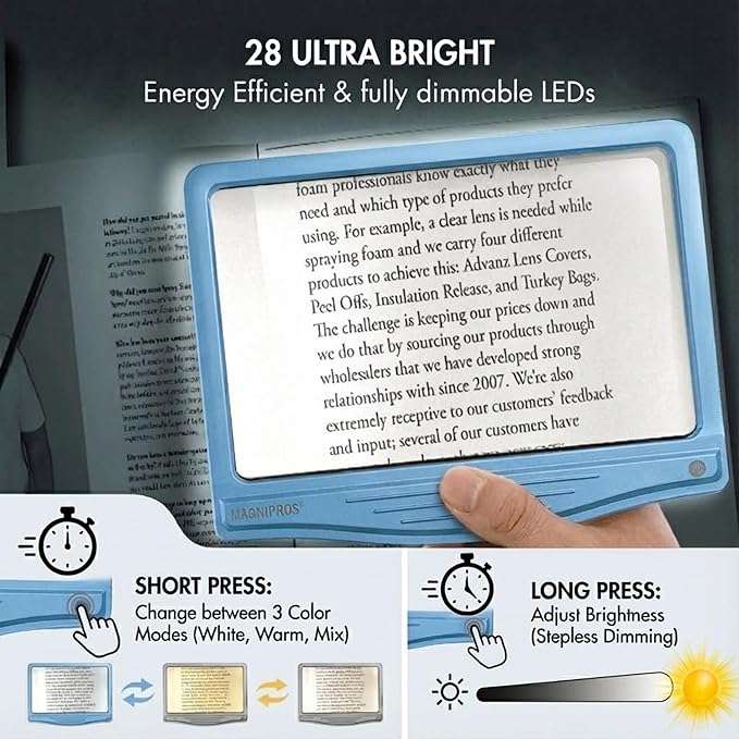 MagniPros 5X Rechargeable Large Ultra Bright LED Page Magnifier - Image 3