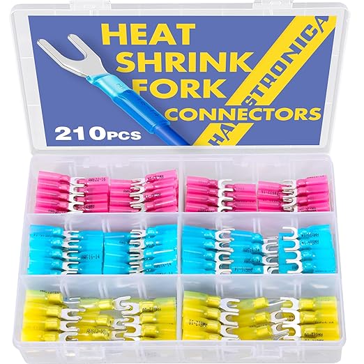 haisstronica 210PCS Heat Shrink Fork Spade Connectors #8#10 Waterproof Marine by HAISSTRONICA