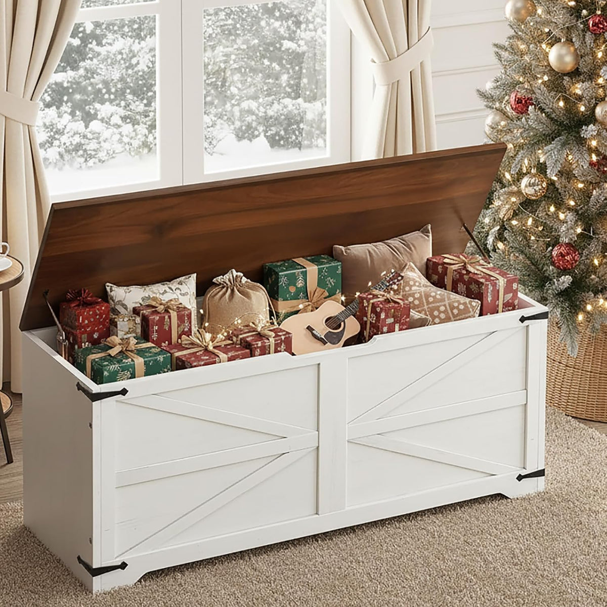dwvo storage bench 47.2", hidden storage, slow-close hinges, main product view