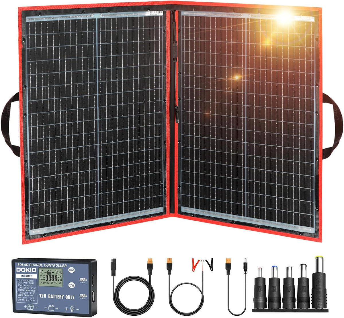 DOKIO 100W Portable Foldable Solar Panel Kit,