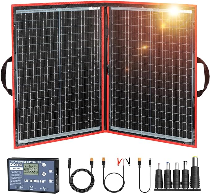 DOKIO 100W Portable Foldable Solar Panel Kit, by DOKIO