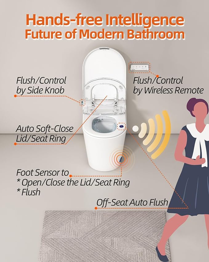 Luoware Smart Toilet with Bidet Built in, Luxury One Piece Elongated Bidet - Image 3