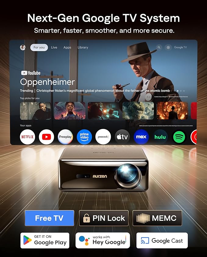 Aurzen EAZZE D1 MAX Upgraded Google TV Smart Projector 4K Supported, - Image 3