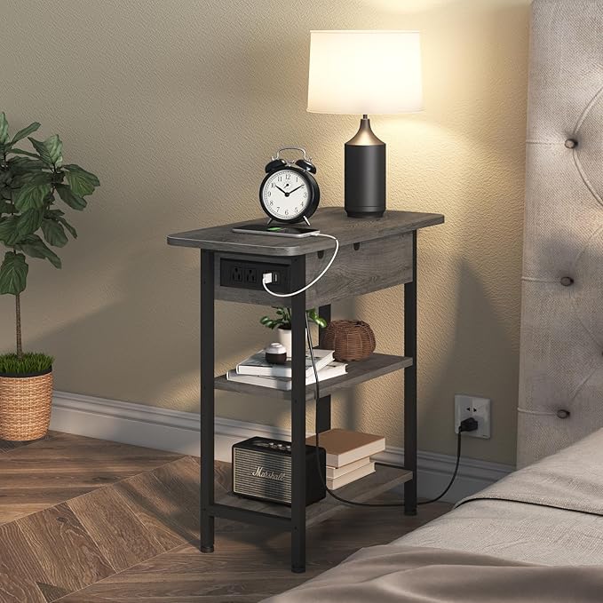 LIDYUK End Table with Charging Station, Flip Top Side Table with USB Ports and - Image 6
