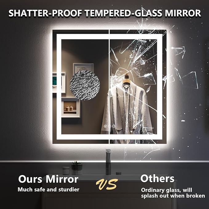 YEELAIT 36x36 Inch LED Bathroom Mirror - Image 6