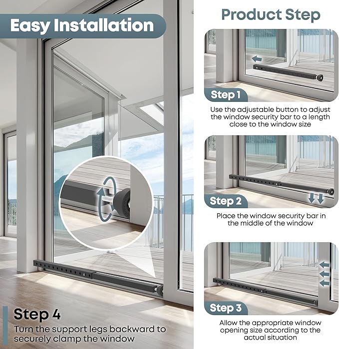 Gadgetzan Adjustable Window Security Bar, 17-33 Inch Sliding Door Security Bar - Image 4