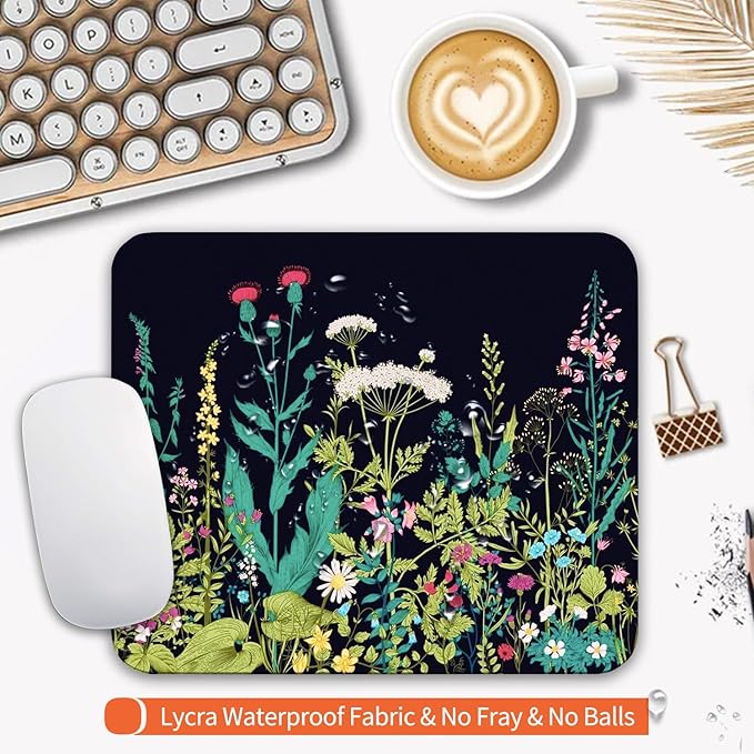 Armanza Square Mouse Pad Midnight Flowers, Personalized Premium-Textured Custom - Image 3