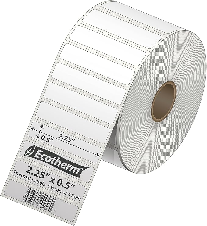 2.25" x .5" Thermal Labels | 4 Rolls | 13840 Labels | fits Zebra, Offnova - Image 2