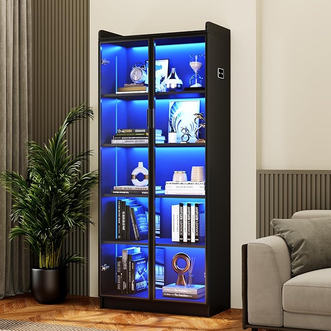 Dystler Display Cabinet with Adjustable Shelves, 5 Tier Display Case by CraftYourIdealHomeLife