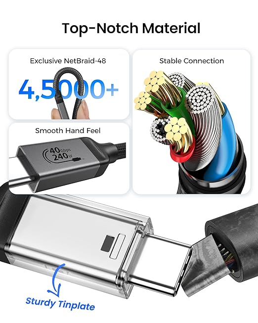 Silkland USB4 for Thunderbolt 4 Cable 1.6FT, 40Gbps Data Transfer, Short - Image 7